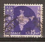 Stamps : Asia : India :  Mapa de la India.