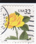 Stamps United States -  Rosa amarilla