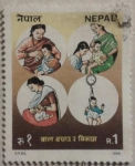 Stamps Nepal -  infancia nepal 1989