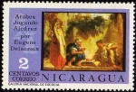 Stamps : America : Nicaragua :  Arabes Jugando Ajedrez por Eugene Delacroix