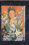 Stamps Spain -  La mujer y las flores- Pintor Alfredo Roldán     (M)