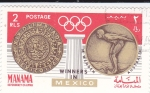 Stamps Bahrain -  Juegos Olímpicos de México-68  Salto de trampolín