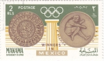 Stamps Bahrain -  Juegos Olímpicos de México-68  salto de longitud