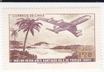 Stamps Chile -  Vuelos regulares Santiago-Isla de Pascua-Tahití