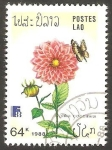 Stamps Laos -  Flor dahlia coccinea