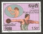 Sellos de Asia - Camboya -  Kampuchea - deporte, lanzamiento de disco