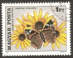 Stamps Hungary -  2705 - mariposa rudbeckia speciosa y flor vanessa atalanta
