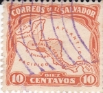 Stamps El Salvador -  Mapa de El Salvador