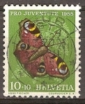 Sellos de Europa - Suiza -  Pro juventud (Mariposa  Pavo Real ).