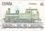 Stamps Spain -  Centenario del ferrocarril Igualada-Martorell  1893-1993    (Ñ)