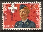 Stamps Switzerland -  25a  aniv del Ejército cuerpo de Mujeres.