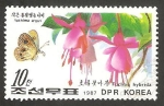Stamps North Korea -  Mariposa y flor