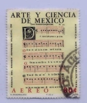 Stamps : America : Mexico :  ARTE Y CIENCIA DE MEXICO " Partitura del Primer Impreso Musical de América, en México, Juan Pablos (