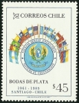 Stamps Chile -  BODAS DE PLATA FUERZAS AEREAS AMERICANAS