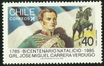 Sellos de America - Chile -  BICENTENARIO NATALICIO GRL. JOSE MIGUEL CARRERA