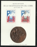 Stamps Chile -  BLOCK SOUVENIR - NACIONALIZACION DEL COBRE 
