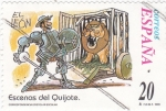 Sellos de Europa - Espa�a -  Escenas del Quijote- EL LEON                      (O)
