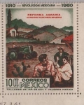 Stamps : America : Mexico :  1910-REVOLUCION MEXICANA-1960 "Reforma Agraria  45 millones de hectareas repartidas"