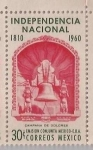 Stamps : America : Mexico :  1810 INDEPENDENCIA NACIONAL 1960 " Campana de Dolores"