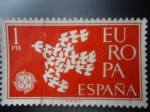Stamps Spain -  Europa CEPT. Alegoría simulándo unas palomas.