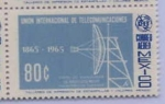 Stamps : America : Mexico :  UNION INTERNACIONAL DE TELECOMUNICACIONES 1865-1965 " torre de microndas LIc Adolfo Lopez Mateos Vil