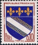 Stamps France -  ESCUDOS DE PROVINCIAS 1962-65. TROYES. Y&T Nº 1353