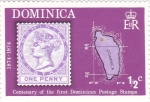 Sellos de America - Dominica -  Centenario primera emisión del sello en Dominica 1874-1974