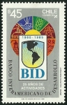 Stamps Chile -  BANCO INTERAMERICANO DE DESARROLLO 25 AÑOS DE ACTIVIDAD