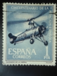 Stamps Spain -  Centenario de la Aviación Española- Autogiro de la Cierva.