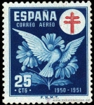 Stamps : Europe : Spain :  PRO TUBERCULOSOS.CRUZ DE LORENA EN ROJO