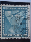 Stamps : America : Chile :  Avión Sobre el Globo Trráqueo