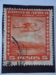 Stamps Chile -  Hidroavión y Volcán