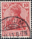 Stamps : Europe : Germany :  ALEGORÍA DE GERMANIA 1905-11. LEYENDA DEUTCHES REICH. FILIGRANA LOSANGES. Y&T Nº 84