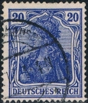 Stamps : Europe : Germany :  ALEGORÍA DE GERMANIA 1905-11. LEYENDA DEUTCHES REICH. FILIGRANA LOSANGES. Y&T Nº 85