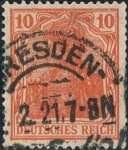 Stamps : Europe : Germany :  ALEGORÍA DE GERMANIA 1920-22. LEYENDA DEUTCHES REICH. FILIGRANA LOSANGES. Y&T Nº 120