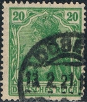 Stamps Germany -  ALEGORÍA DE GERMANIA 1920-22. LEYENDA DEUTCHES REICH. FILIGRANA LOSANGES. Y&T Nº 121