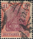 Stamps : Europe : Germany :  ALEGORÍA DE GERMANIA 1920-22. LEYENDA DEUTCHES REICH. FILIGRANA LOSANGES. Y&T Nº 129
