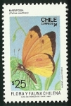 Stamps Chile -  MARIPOSA - FLORA Y FAUNA DE CHILE