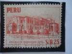 Stamps Peru -  Escuela de Ingenieros-1945 