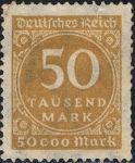 Stamps : Europe : Germany :  CIFRAS 1923. FILIGRANA B. Y&T Nº 292
