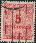 Stamps : Europe : Germany :  CIFRAS 1923. FILIGRANA B. Y&T Nº 298
