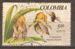 Stamps : America : Colombia :  CATASETUM  MACROCARPUM  Y  ABEJA