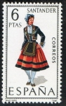 Stamps Spain -  1954- Trajes típicos españoles. SANTANDER.