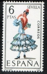 Stamps Spain -  1956- Trajes típicos españoles. SEVILLA.