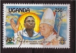 Stamps : Africa : Uganda :  Visita del Papa