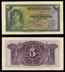 monedas del Mundo : Europa : Espa�a :  CINCO PESETAS - Certificado de Plata.