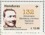 Stamps America - Honduras -  ANIVERSARIO  BIBLIOTECA  Y  ARCHIVO  NACIONAL  -   ANTONIO  R.  VALLEJO