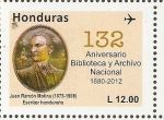 Stamps Honduras -  ANIVERSARIO  BIBLIOTECA  Y  ARCHIVO  NACIONAL  -  JUAN  RAMÒN  MOLINA