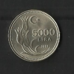 monedas de Asia - Turqu�a -  5.000 Lira./ reverso.