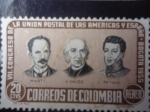 Sellos de America - Colombia -  VII Congreso de la Unión Postal de las Américas y España -Bogotá 1955 (Marti,Hidalgo,Petion)